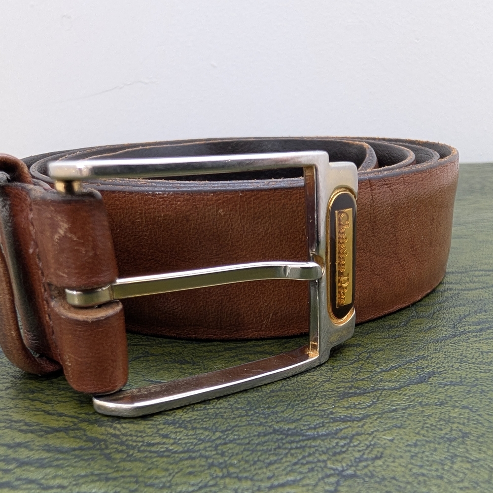 Brown Leather Belt with Silver Buckle
